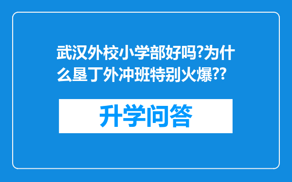 武汉外校小学部好吗?为什么垦丁外冲班特别火爆??