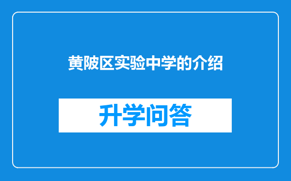 黄陂区实验中学的介绍