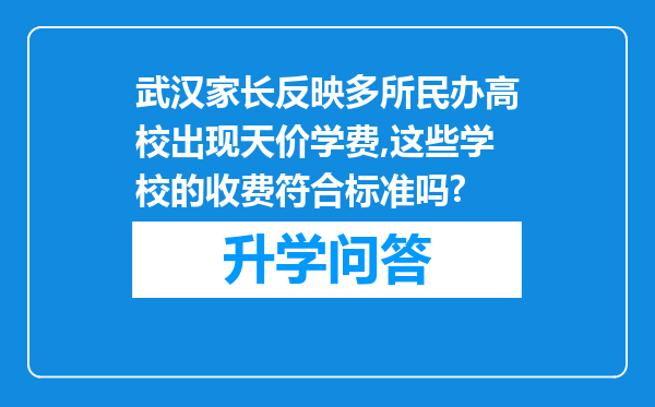 武汉家长反映多所民办高校出现天价学费,这些学校的收费符合标准吗?