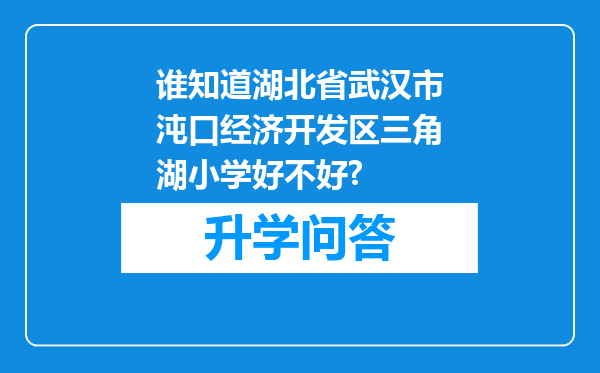 谁知道湖北省武汉市沌口经济开发区三角湖小学好不好?