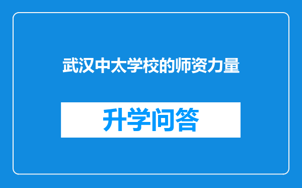 武汉中太学校的师资力量