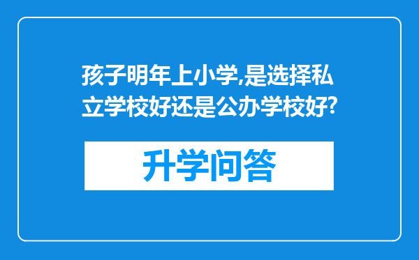 孩子明年上小学,是选择私立学校好还是公办学校好?