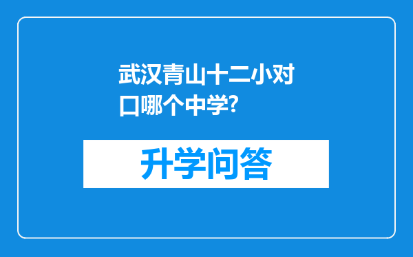武汉青山十二小对口哪个中学?