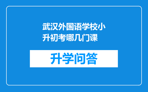 武汉外国语学校小升初考哪几门课