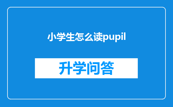 小学生怎么读pupil