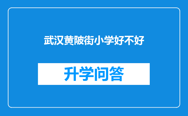 武汉黄陂街小学好不好