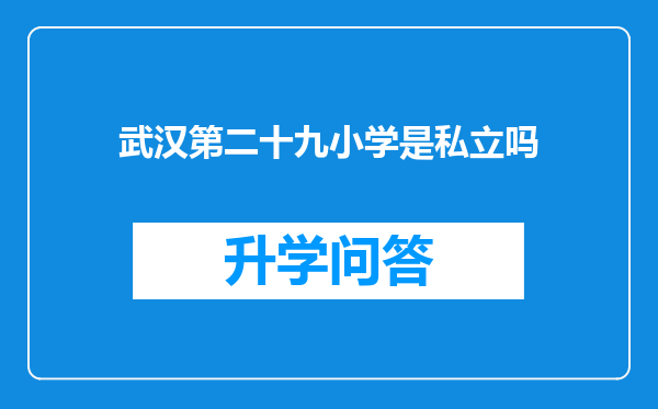 武汉第二十九小学是私立吗