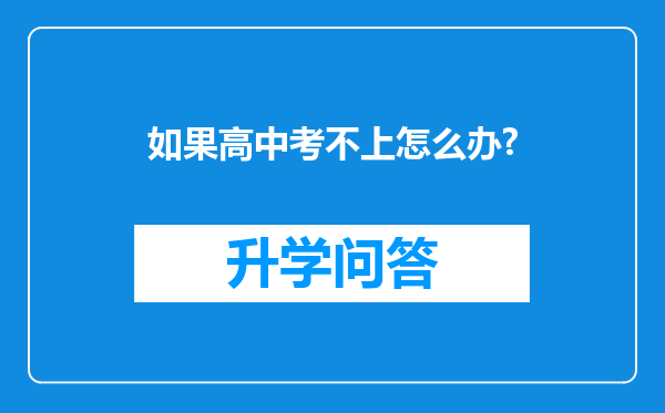 如果高中考不上怎么办?