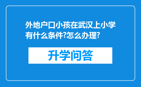 外地户口小孩在武汉上小学有什么条件?怎么办理?