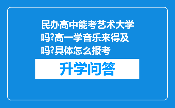 民办高中能考艺术大学吗?高一学音乐来得及吗?具体怎么报考