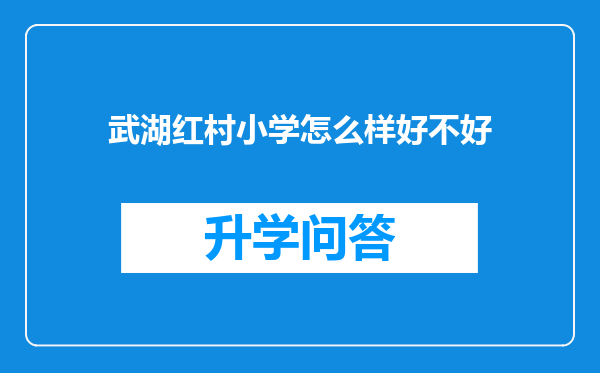 武湖红村小学怎么样好不好