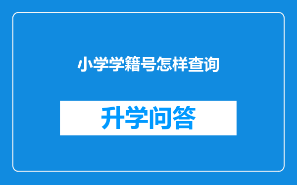 小学学籍号怎样查询