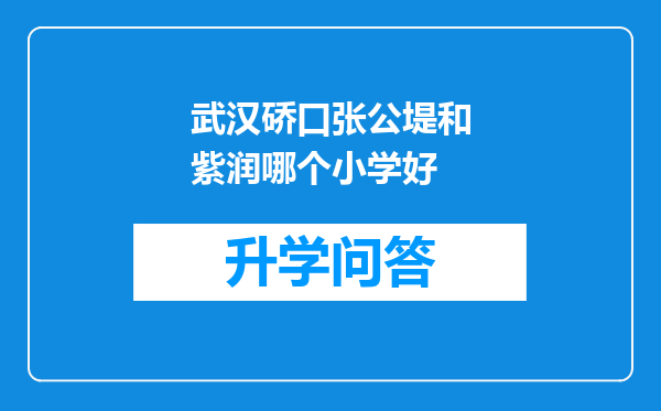 武汉硚口张公堤和紫润哪个小学好