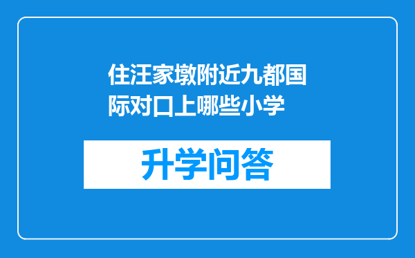 住汪家墩附近九都国际对口上哪些小学