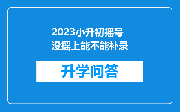 2023小升初摇号没摇上能不能补录