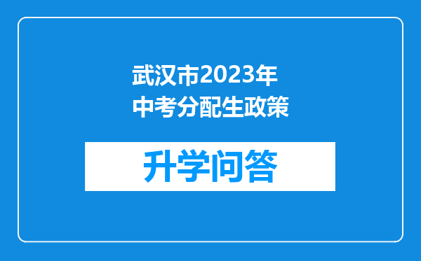 武汉市2023年中考分配生政策