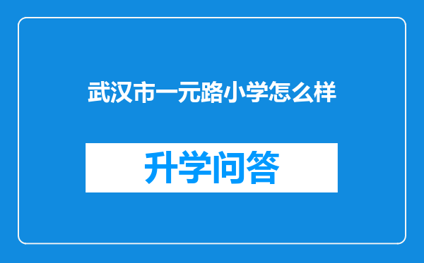 武汉市一元路小学怎么样