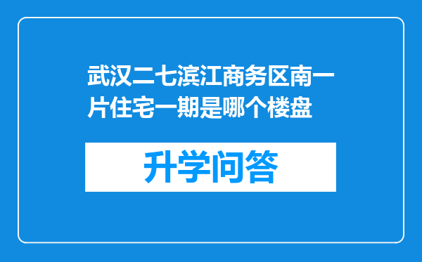 武汉二七滨江商务区南一片住宅一期是哪个楼盘