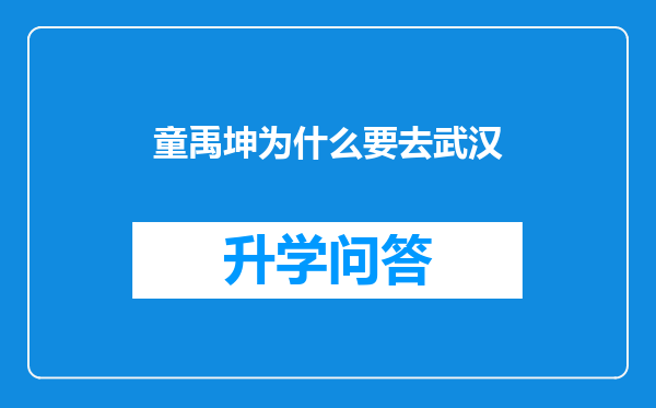 童禹坤为什么要去武汉