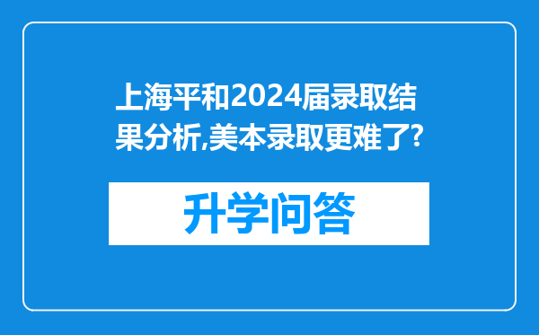 上海平和2024届录取结果分析,美本录取更难了?