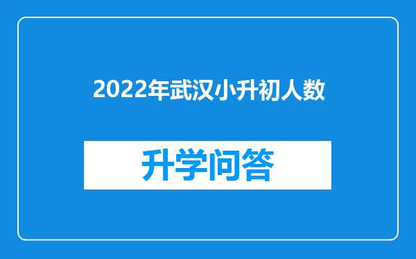 2022年武汉小升初人数