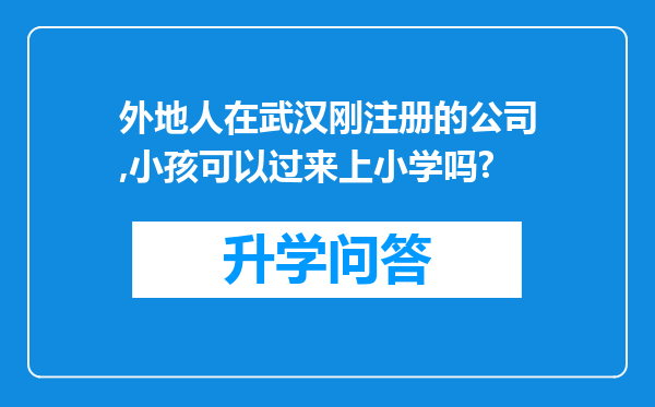 外地人在武汉刚注册的公司,小孩可以过来上小学吗?