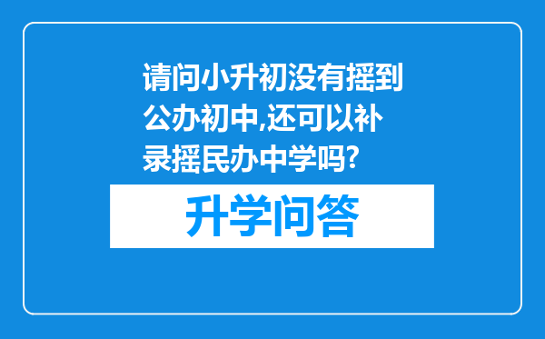请问小升初没有摇到公办初中,还可以补录摇民办中学吗?