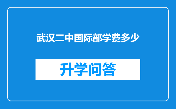 武汉二中国际部学费多少