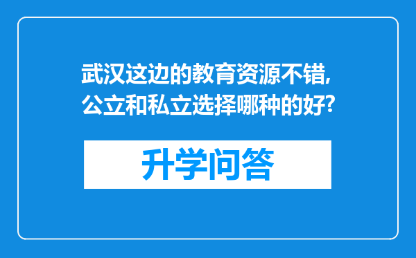 武汉这边的教育资源不错,公立和私立选择哪种的好?
