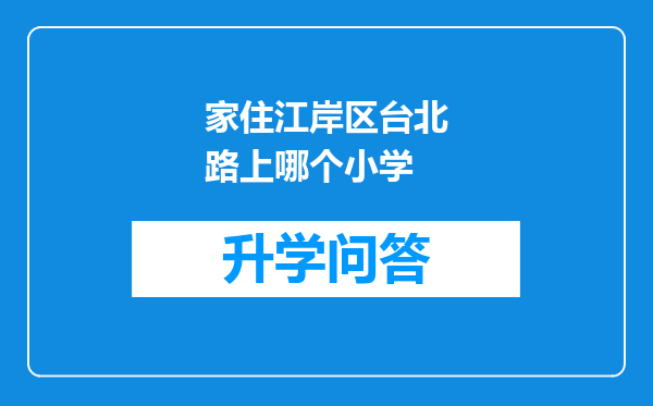 家住江岸区台北路上哪个小学