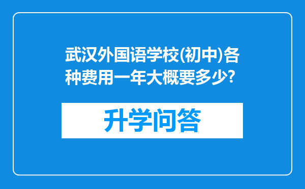 武汉外国语学校(初中)各种费用一年大概要多少?