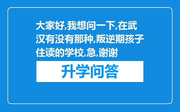 大家好,我想问一下,在武汉有没有那种,叛逆期孩子住读的学校,急,谢谢