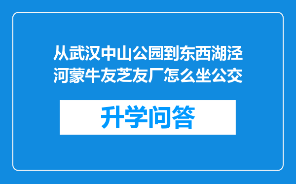 从武汉中山公园到东西湖泾河蒙牛友芝友厂怎么坐公交