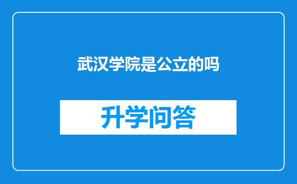 武汉学院是公立的吗