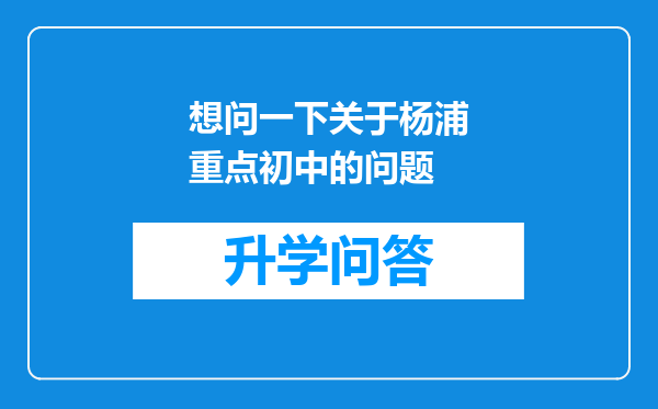 想问一下关于杨浦重点初中的问题