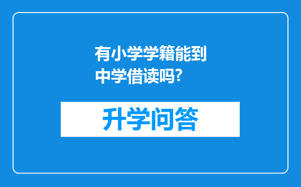 有小学学籍能到中学借读吗?