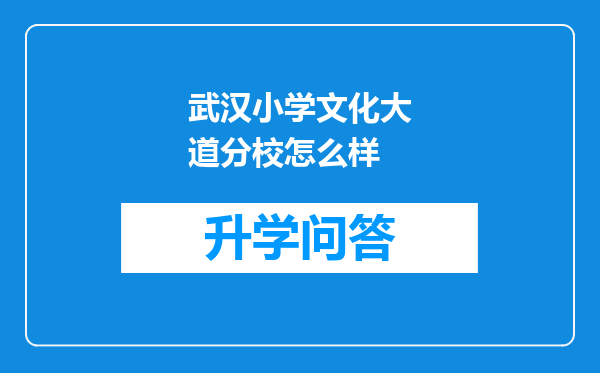 武汉小学文化大道分校怎么样