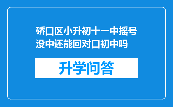 硚口区小升初十一中摇号没中还能回对口初中吗