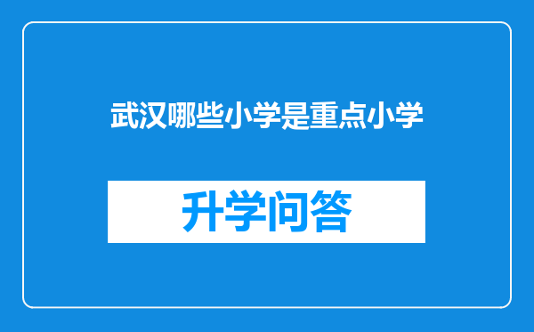 武汉哪些小学是重点小学