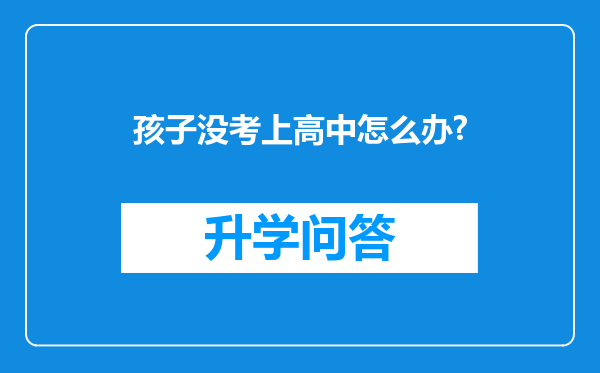 孩子没考上高中怎么办?