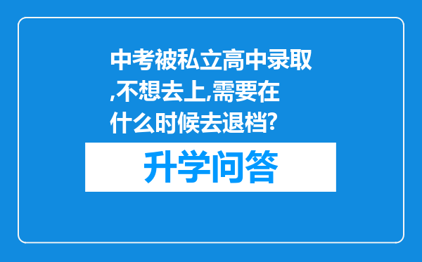 中考被私立高中录取,不想去上,需要在什么时候去退档?