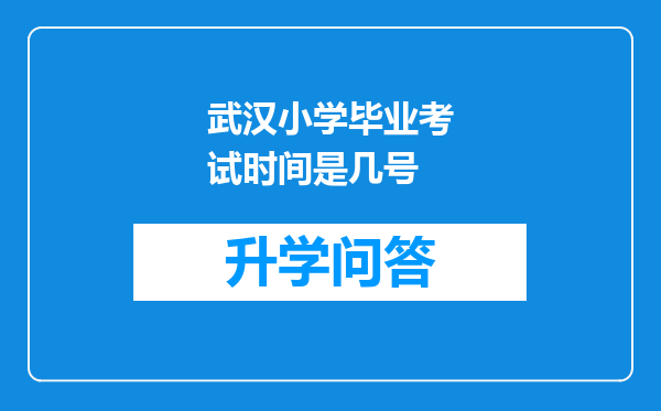 武汉小学毕业考试时间是几号