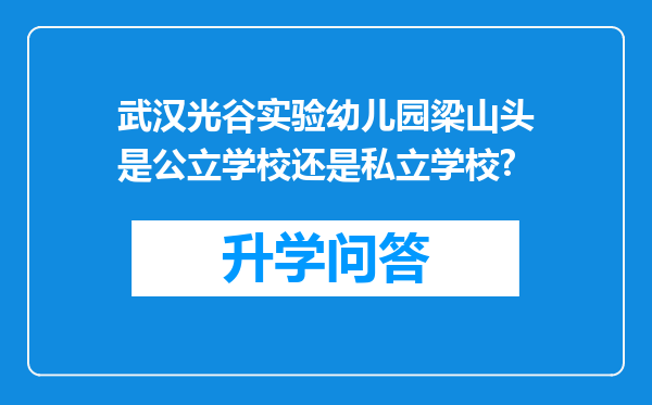 武汉光谷实验幼儿园梁山头是公立学校还是私立学校?