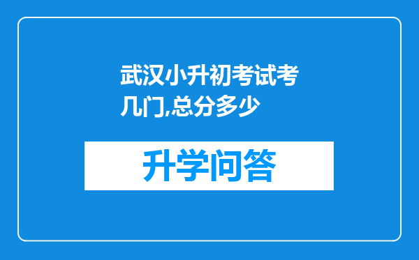 武汉小升初考试考几门,总分多少