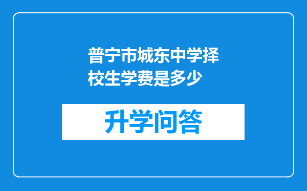 普宁市城东中学择校生学费是多少