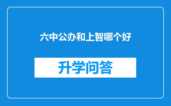 六中公办和上智哪个好