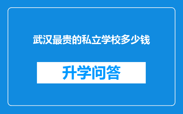 武汉最贵的私立学校多少钱