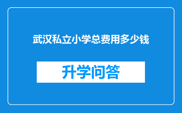 武汉私立小学总费用多少钱