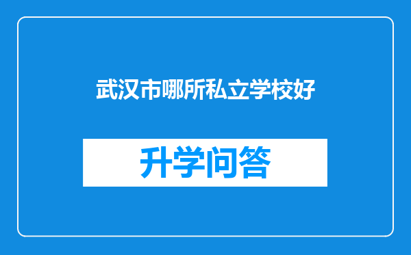 武汉市哪所私立学校好