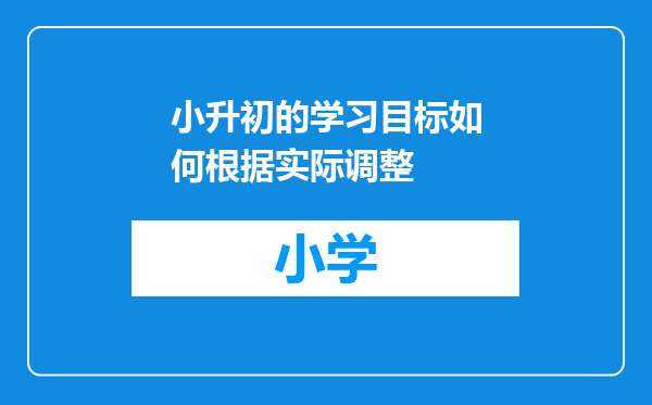 小升初的学习目标如何根据实际调整
